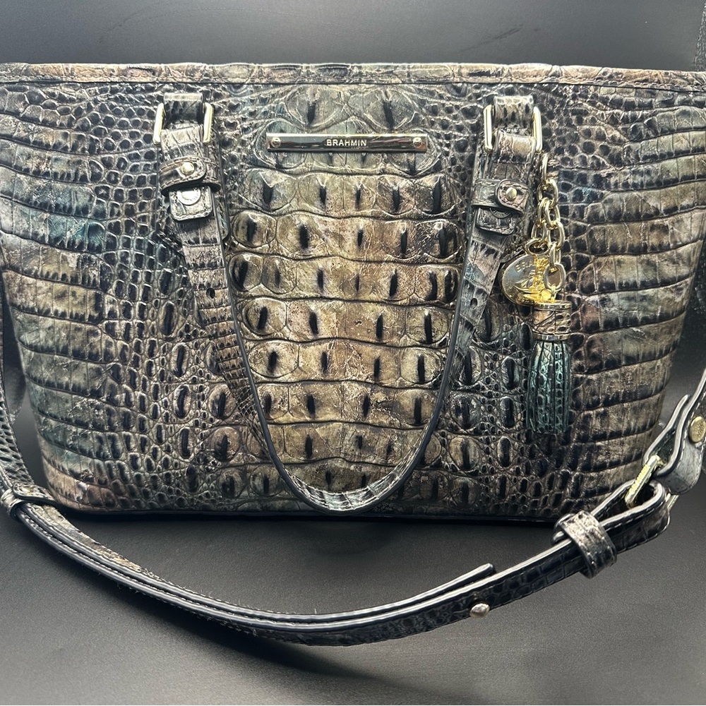 Brahmin multi colored Crocodile Embossed Shoulder Bag